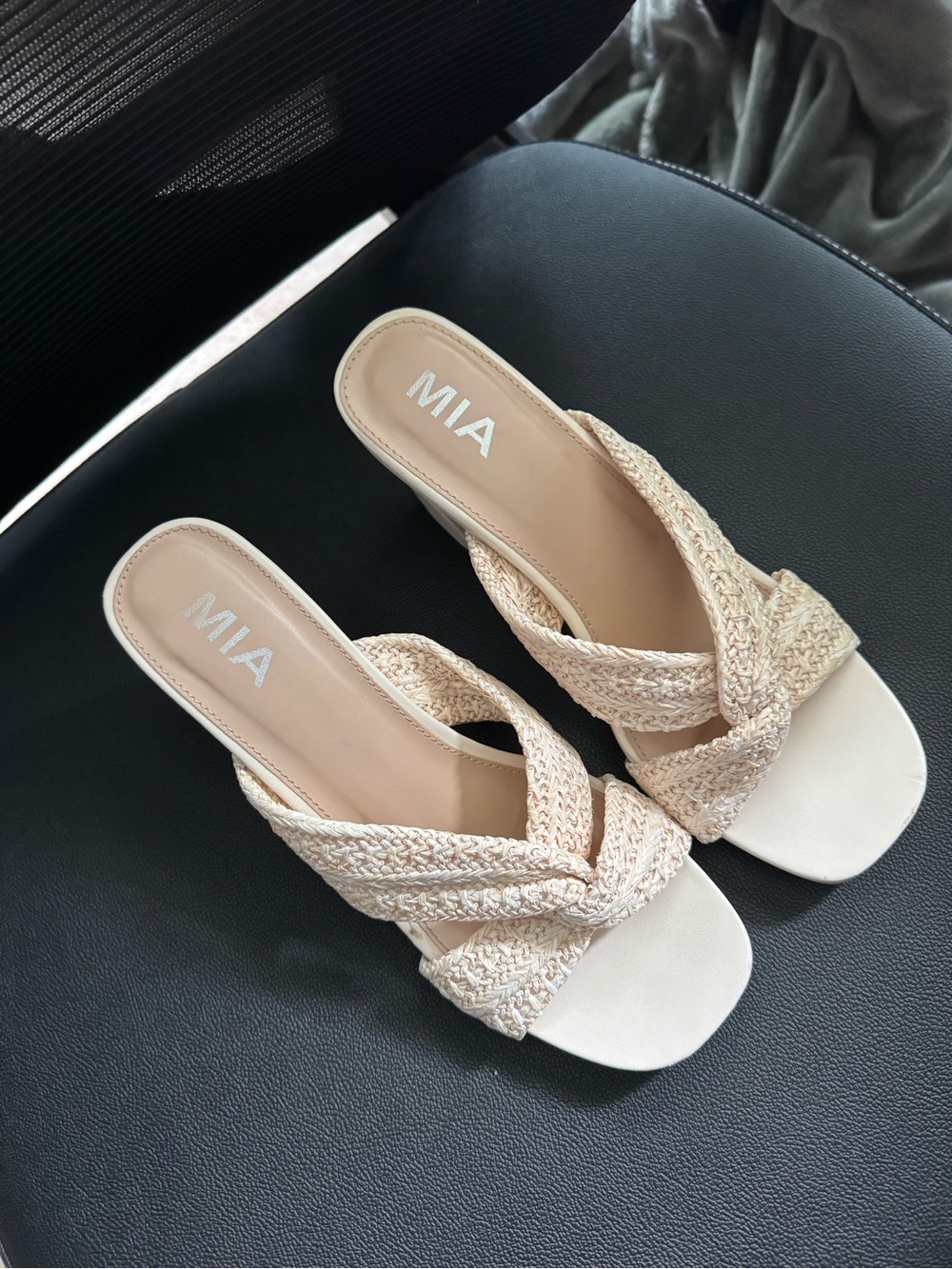 MIA Braided Beige Slide Mules